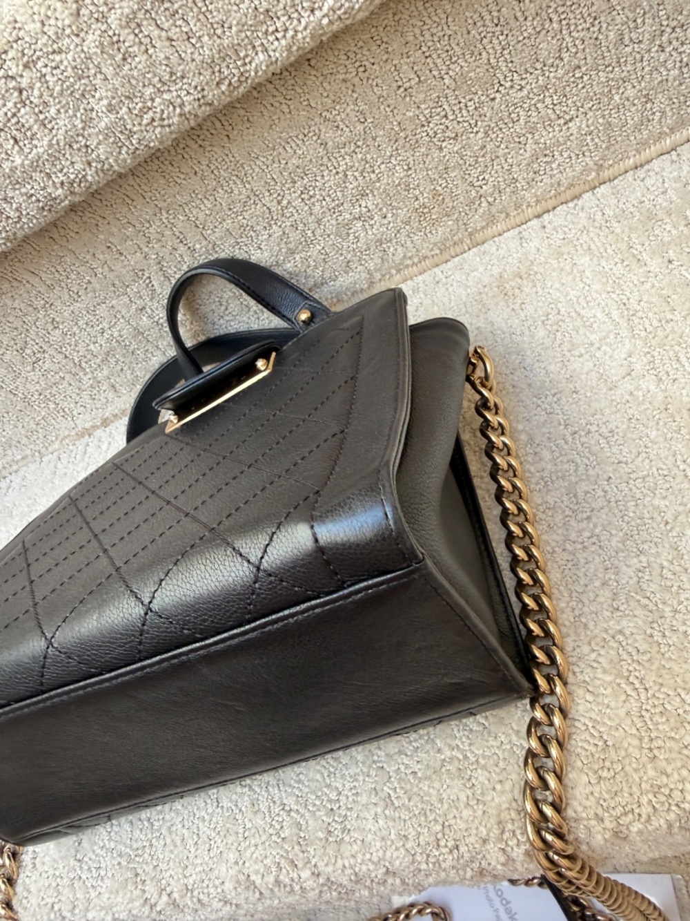 Chanel Grained Calfskin Stitched Label Click Shopper Tote Small and Black - Picture 6 of 14